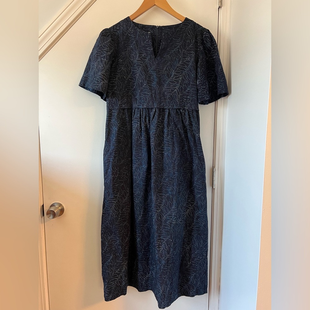 Sara Campbell 100% Cotton Midi Dress • Size XS • Navy Print